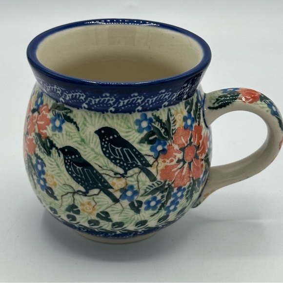 Polish Pottery Unikat Bubble Mug Birds - Picture 1 of 8